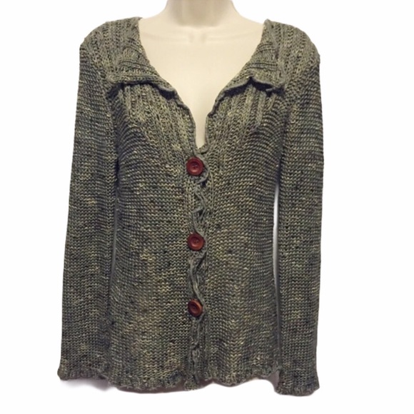 BCBG Green Tweed Knit Cardigan - Picture 1 of 5